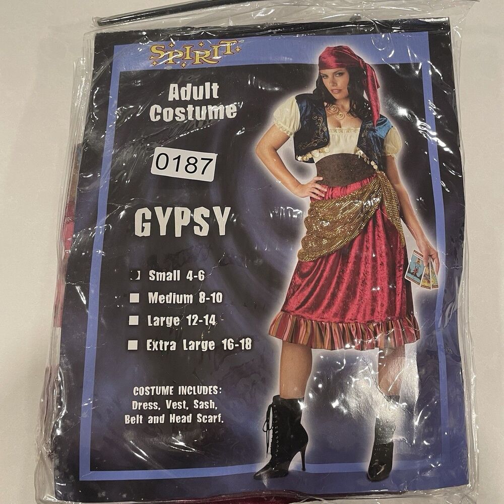 Spirit Of Halloween Gypsy Peasant Outfit Adult Sm Halloween Costume W/ Bracelets